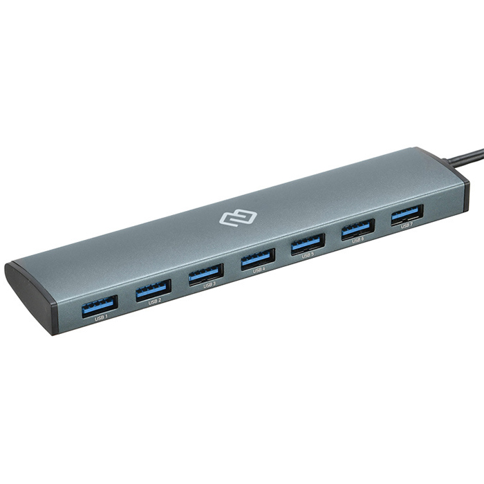 USB-type C концентратор Digma, 7 портов, USB 3.0 (HUB-7U3.0-UC-G) Grey