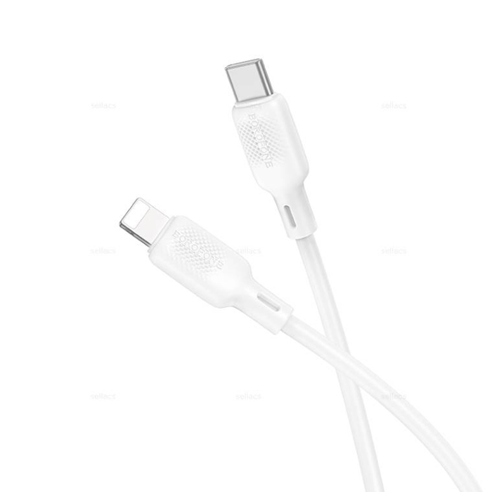 Type-C на Lightning - кабель 1.0m Borofone 3.0A, силикон, PD27W BX113 Lenny (Белый) 6941991115387
