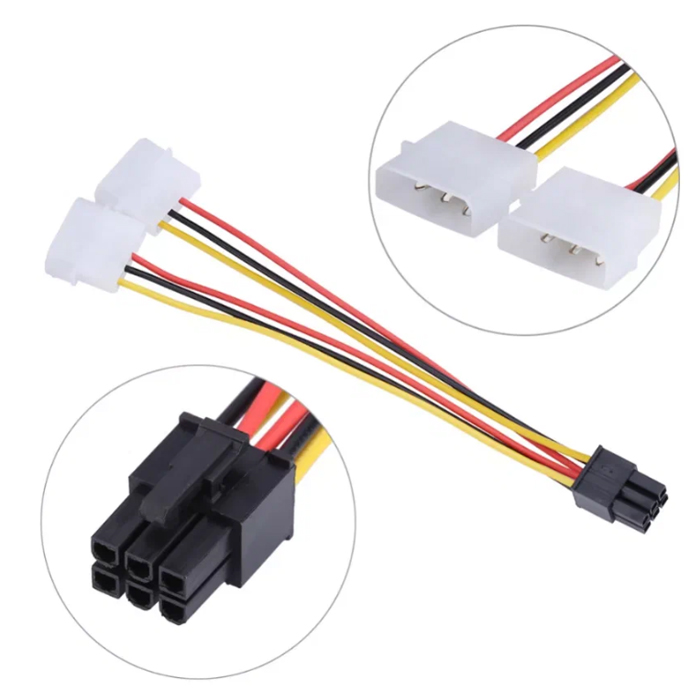 Адаптер B&P для видеокарты , (2*molex -> 6-pin) 2big -> 6-pin