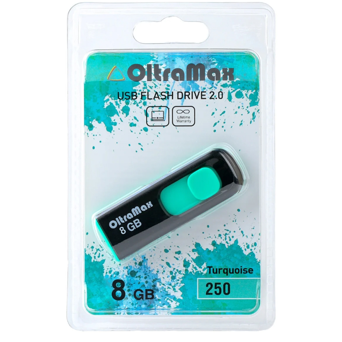 флеш накопитель 8Gb Oltramax USB2.0 бирюзовый (OM-8GB-250-Turquoise)