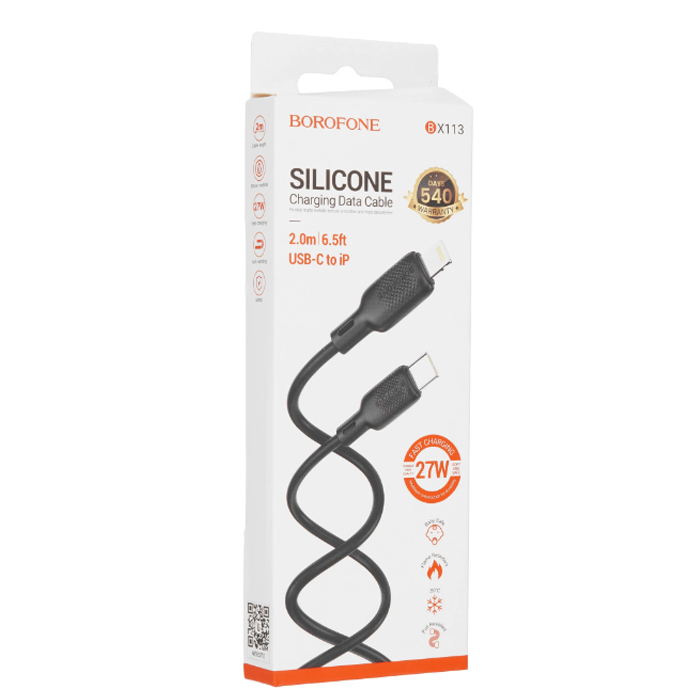 Type-C на Lightning - кабель 2.0m Borofone BX113 Lenny (Черный) 6941991115479