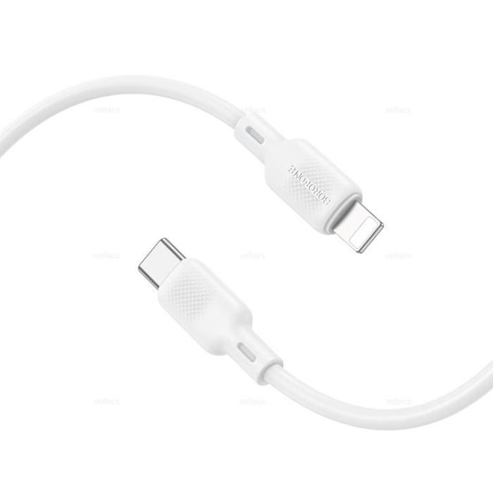 Type-C на Lightning - кабель 1.0m Borofone 3.0A, силикон, PD27W BX113 Lenny (Белый) 6941991115387