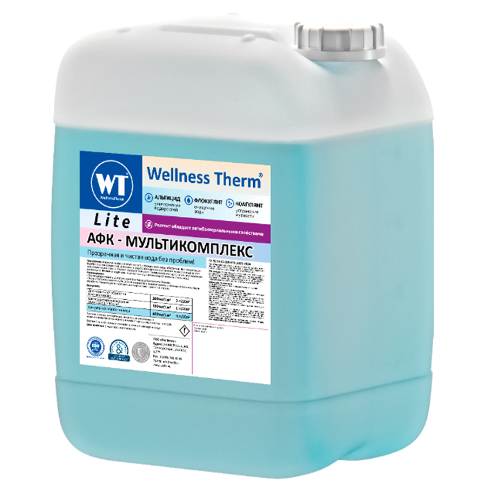 Средство Wellness Therm АФК-мультикомплекс LITE 10л 877741 для бассейна альгицид,коагулянт,флокулянт