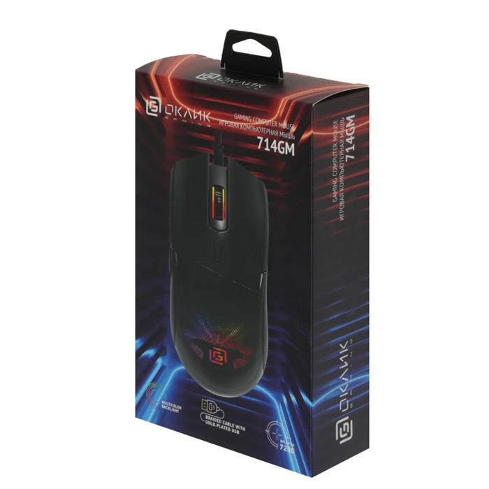 Мышь Оклик 714GM черный оптич. 7200dpi USB 6but (1620717)