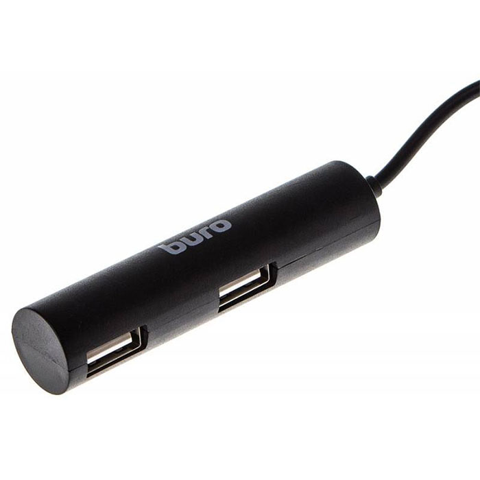 USB концентратор Buro, 4 порта, BU-HUB4-0.5R-U2.0, USB 2.0, black BU-HUB4-0.5R-U2.0