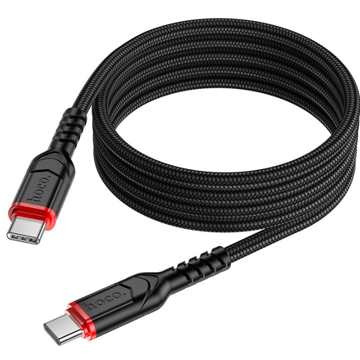 Кабель Type-C - Type-C 1.0m HOCO X59 Victory (Черный) нейлон / 3.0A / PD60W 6931474794147