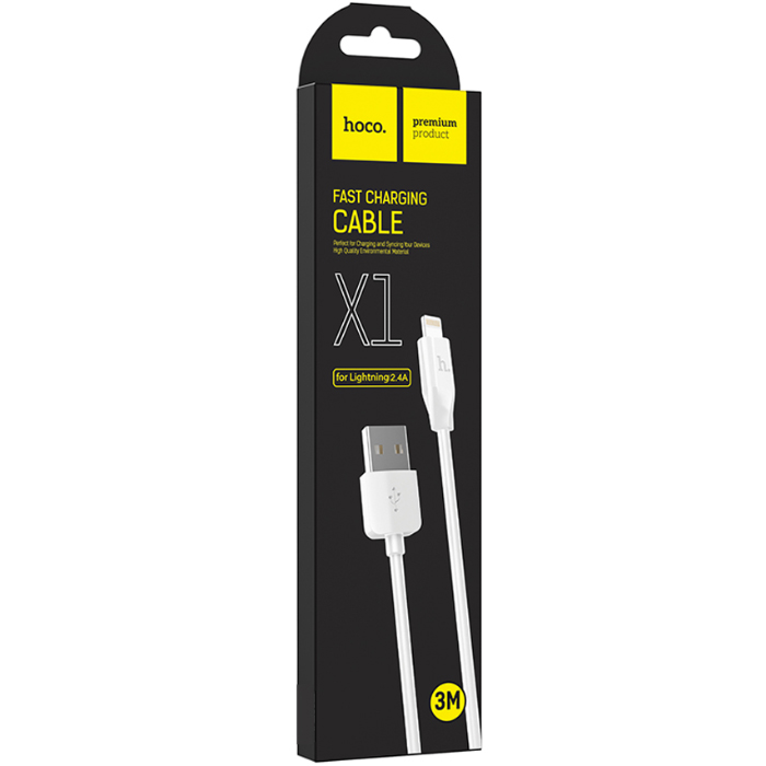 Lightning - кабель 3.0m Hoco X1 Rapid (White). 6957531032021