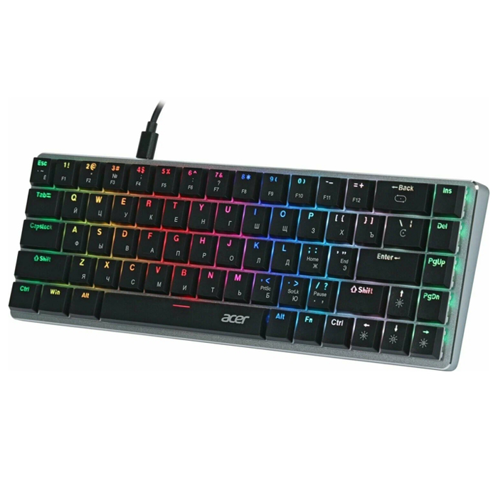 Клавиатура Acer OKW302 механическая серебристый USB Multimedia for gamer. LED ZL.KBDCC.01C