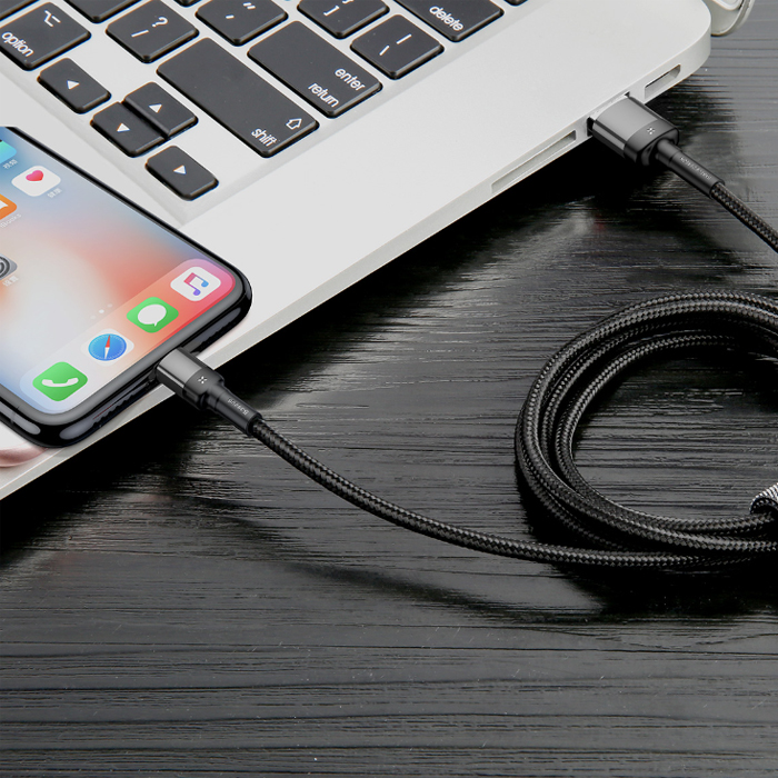 Кабель для зарядки телефона USB 2.0 A (m) - Айфон Lightning Baseus Cafule Special черный CALKLF-HG1