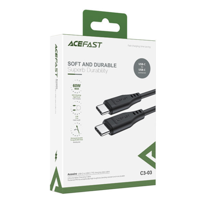 Type-C - Type-C кабель 1.2m ACEFAST C3-03 (Черный) 60W, пластик 6974316280842