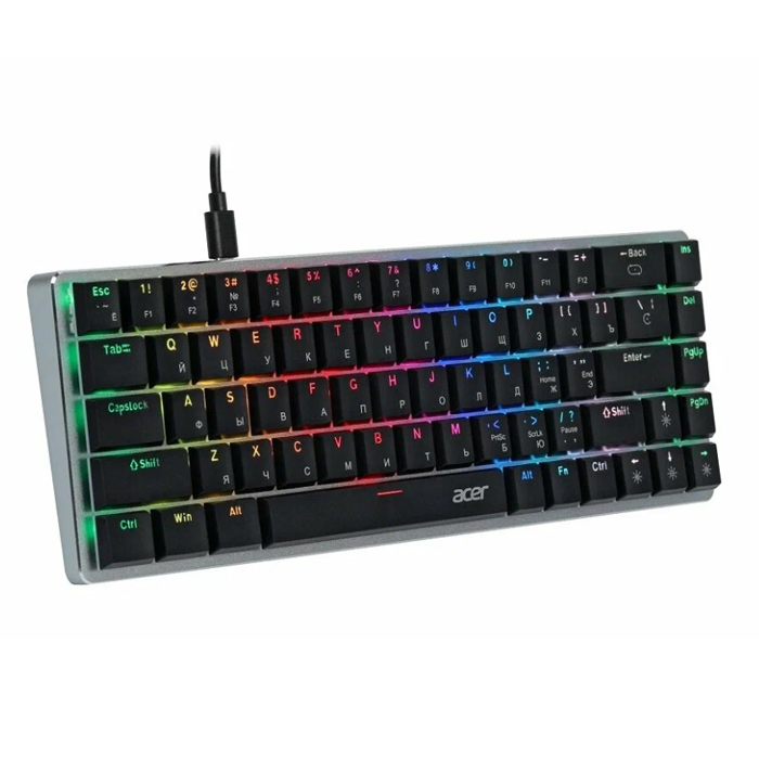 Клавиатура Acer OKW302 механическая серебристый USB Multimedia for gamer. LED ZL.KBDCC.01C