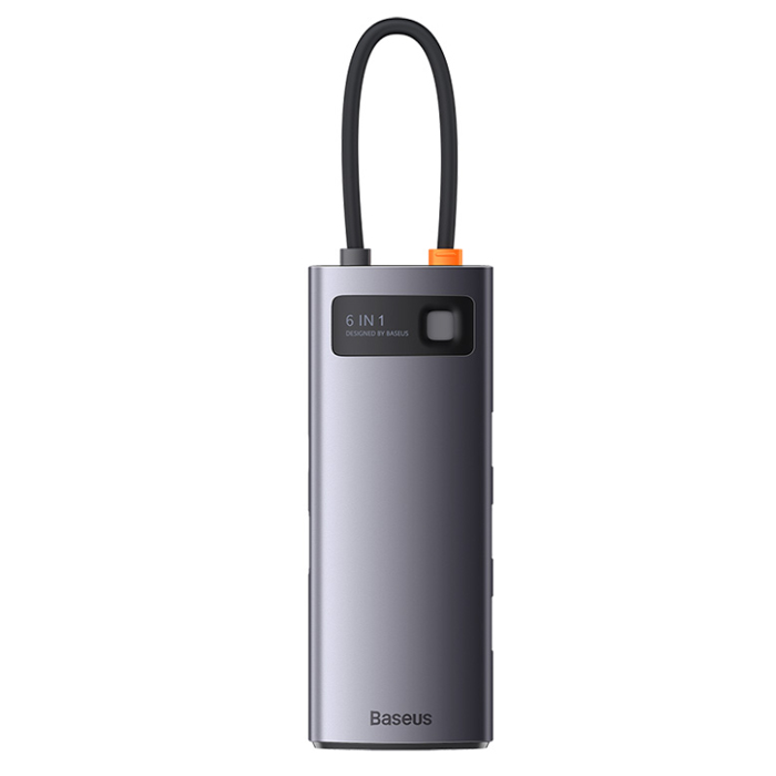 USB концентратор Baseus Multi-functional HUB Metal Gleam Series 6-in-1 (WKWG030013
) Grey