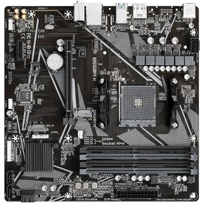 Материнская плата Gigabyte B550M K (AM4, mATX)