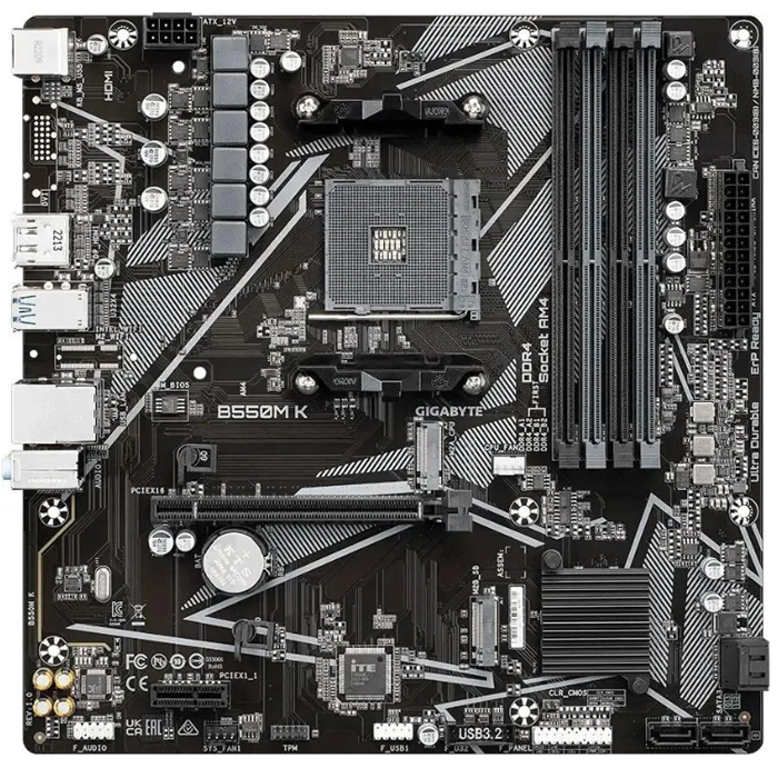 Материнская плата Gigabyte B550M K (AM4, mATX)