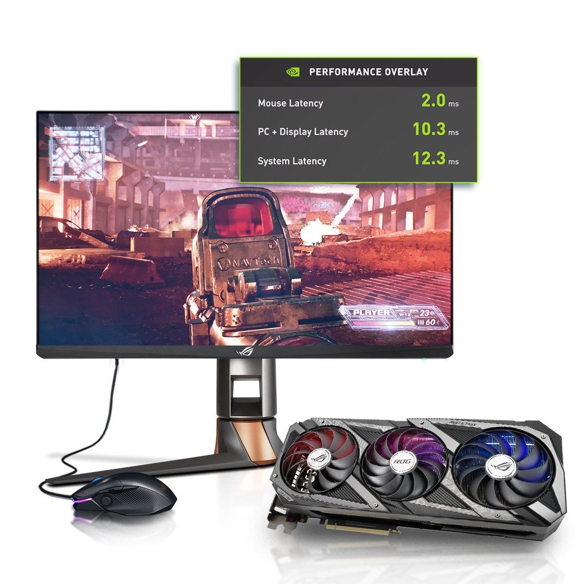 Комплект: Монитор PG259QNR, Видеокарта ROG-STRIX-RTX3080-O10G-V2-GAMING и Мышь ROG Chakram Core 